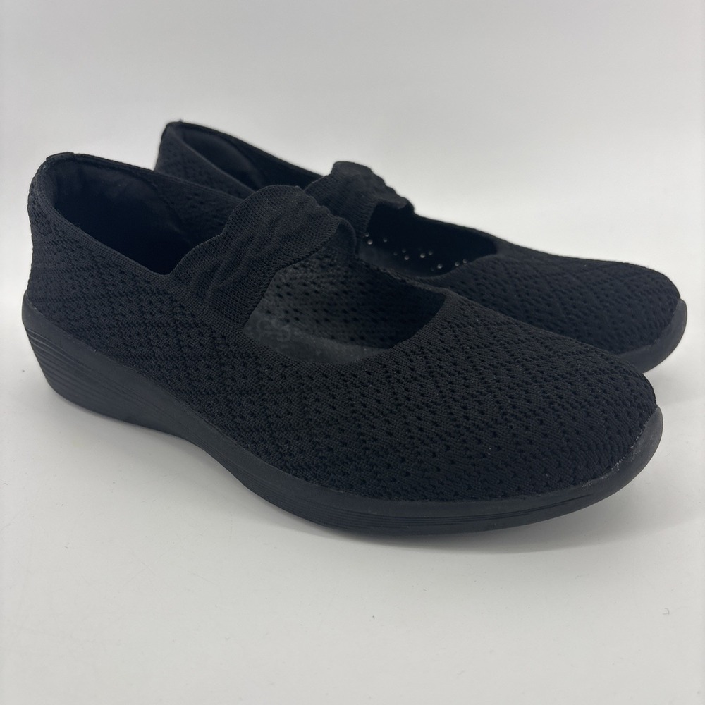 Skechers Slip On Mary Janes Flats Mesh Knit Shoes Womens Size 7.5 Black Comfort